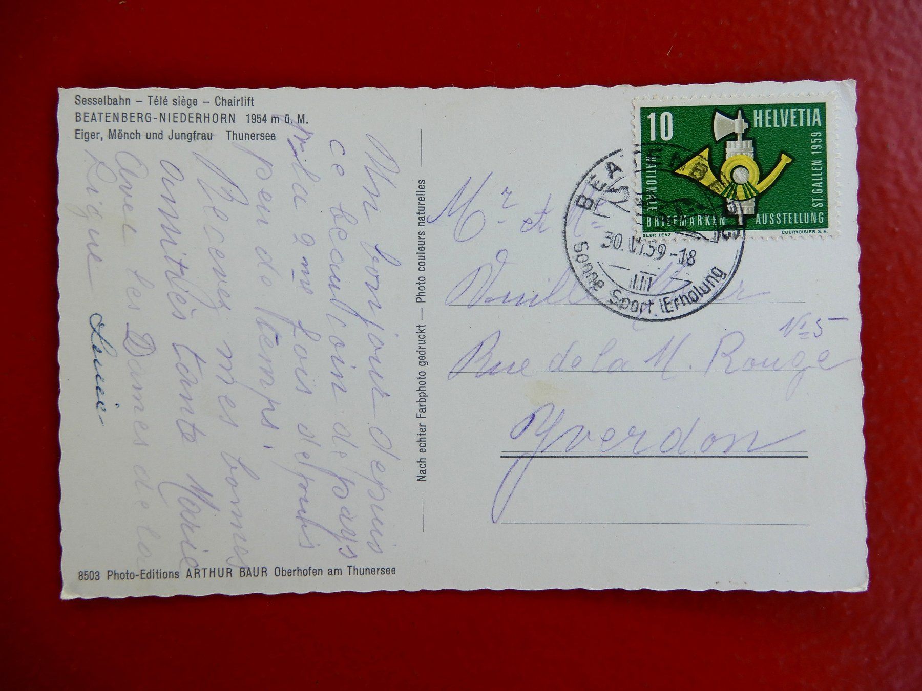 Cartoline postali: Beatenberg-Niederhorn - Sesselbahn 1959 – Usato da Senèdes venduto da Framboise52 1