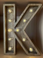 Vintage Dekoration Eiche Holz Massiv Buchstabe Lampe