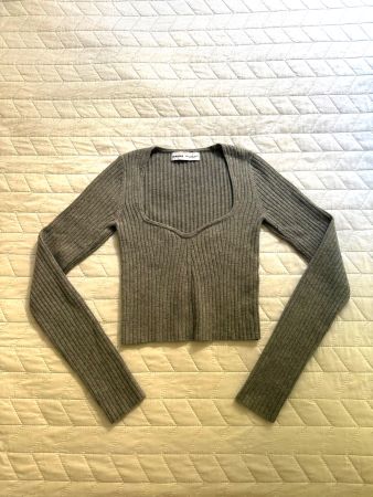 Pull moulant gris manches longues femme taille XS