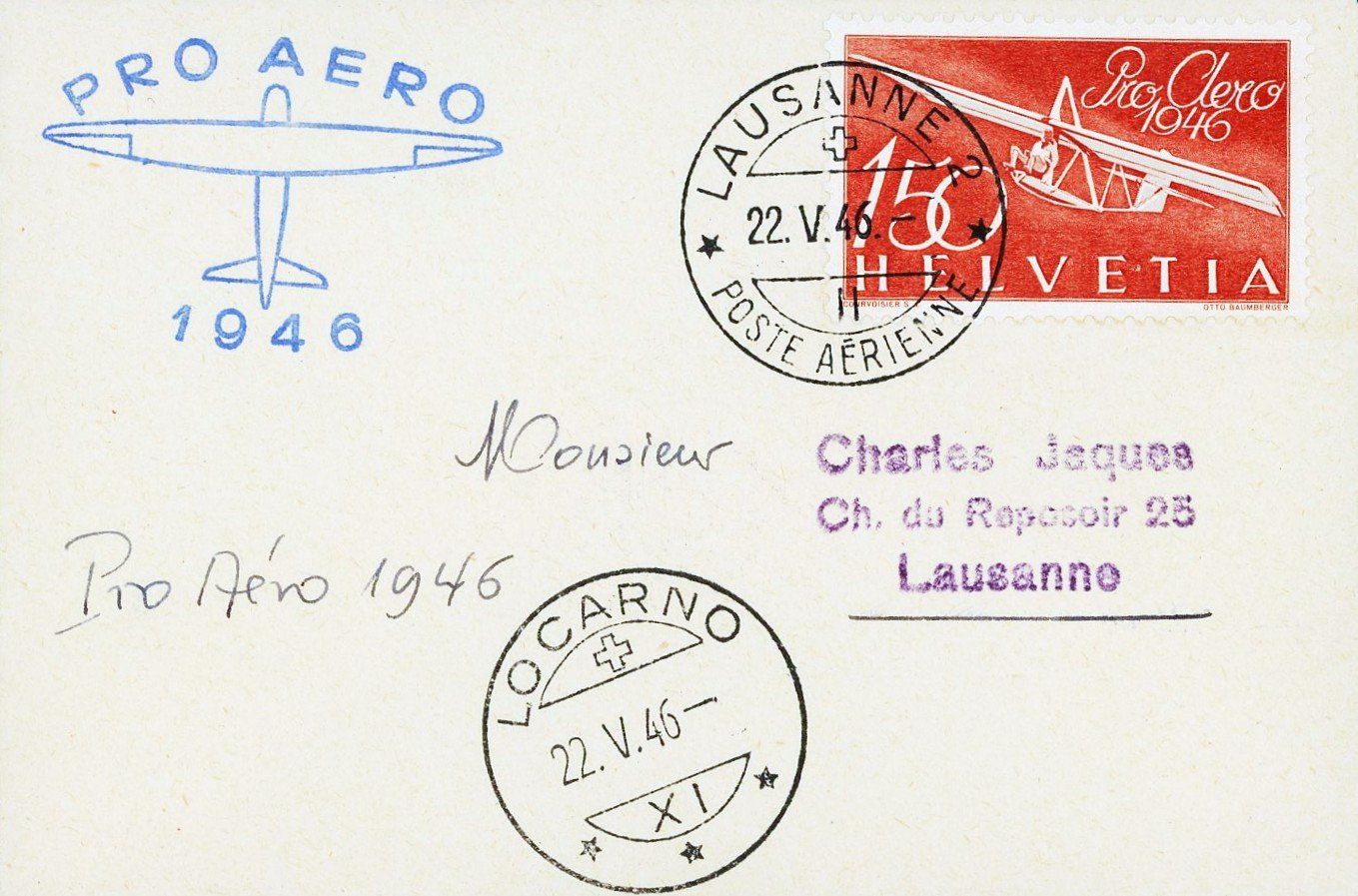 Tutti i francobolli: Flugpost Pro Aero 1946, Set von 3 Minibriefchen – Usato da Basel venduto da Strubelibs 3