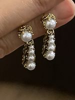 Boucles d'oreilles vintage pendantes perles