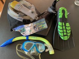 Schnorchelmaske Freebreath mint lama S/M, Flossen, Brille