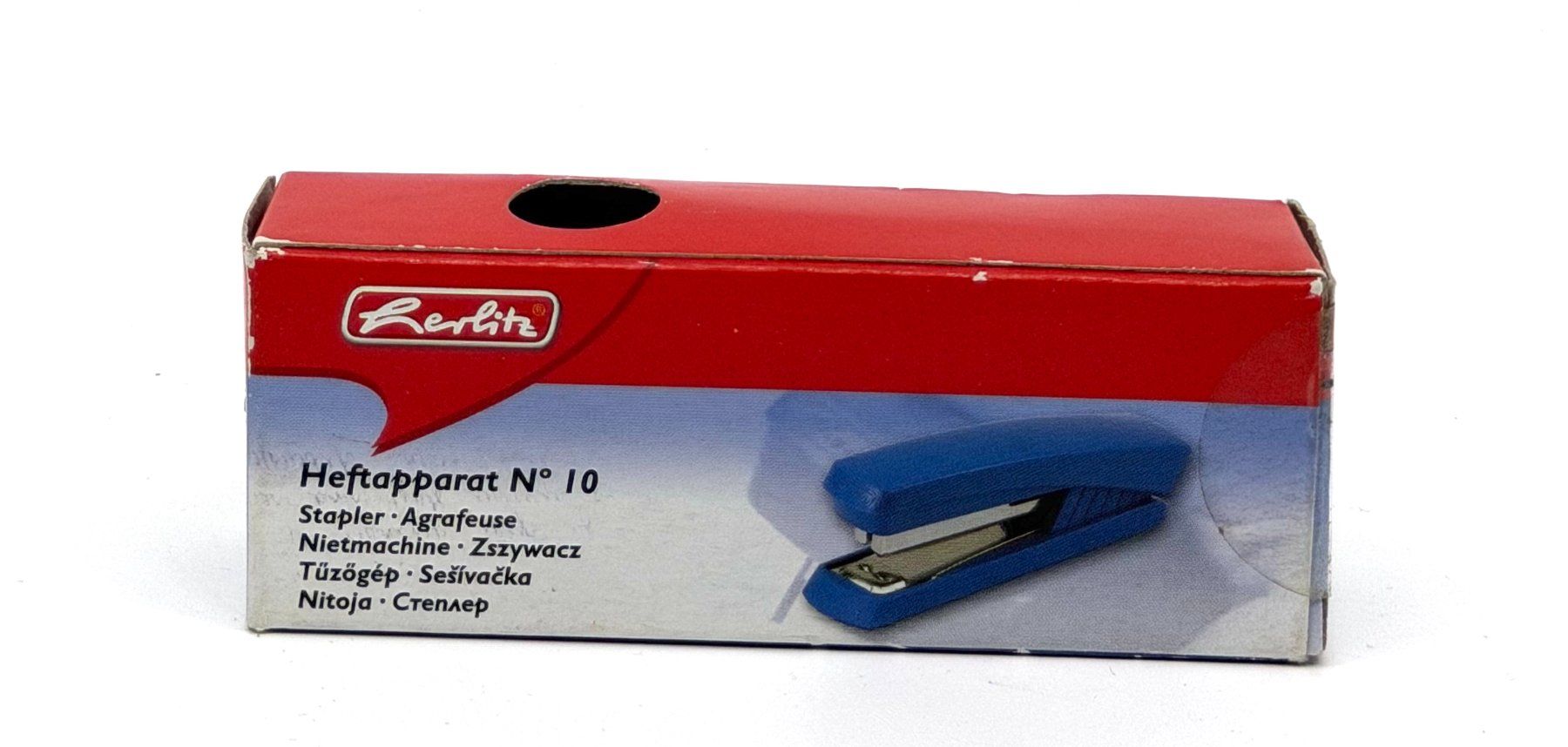 Herlitz Alle Werkzeuge: Agrafeuse mini Herlitz No. 10 bleue – Neu und originalverpackt aus Orbe von g7n_6ycd