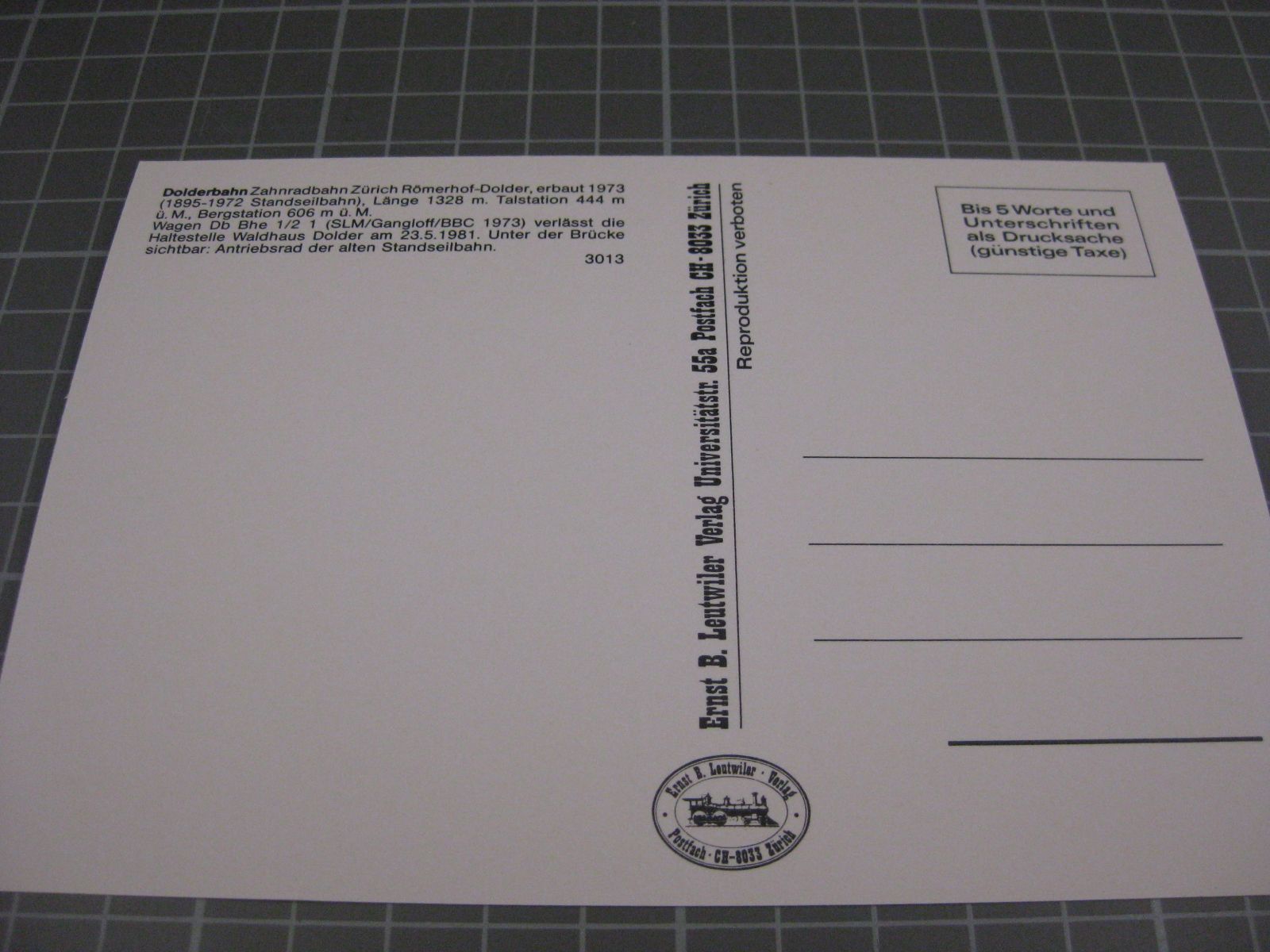 Cartoline postali: AK Dolderbahn Talstation Zürich – Nuovo (secondo la descrizione) da Malters venduto da Marosko 1