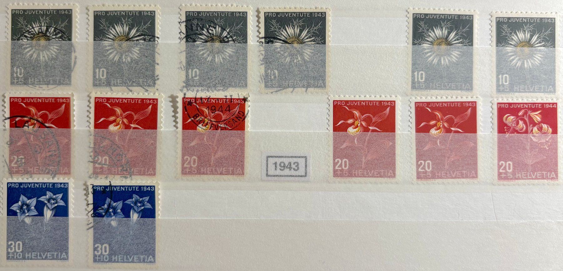 Tutti i francobolli: Timbres suisses 1943 Fleurs – Usato da Lausanne venduto da Cabessa