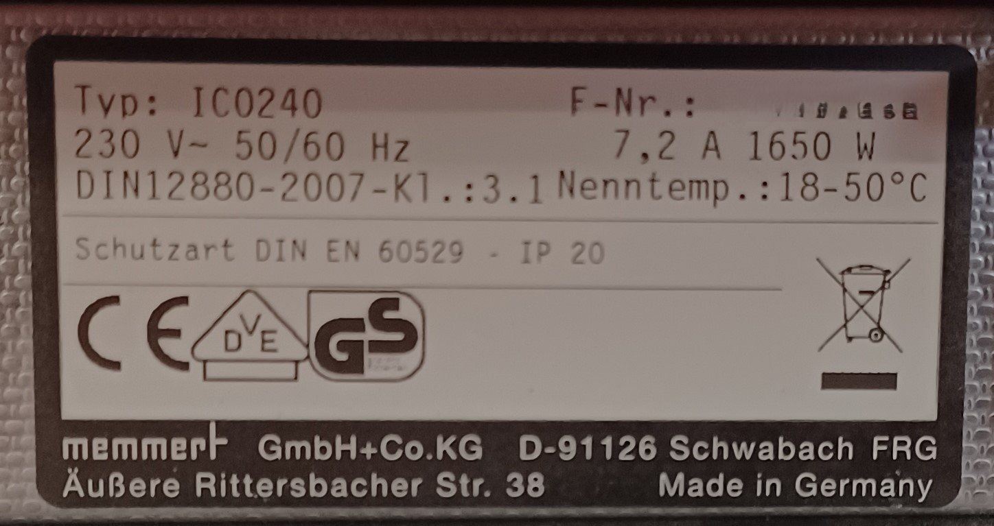 Accessori da laboratorio: Memmert IC0240 – Usato da Niederdorf venduto da LeptonAG_Labor 3