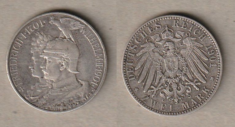 Alle Münzen: Preussen, 2 Mark 1901  200 Jahre – Gebraucht aus Allschwil von Coinfreak