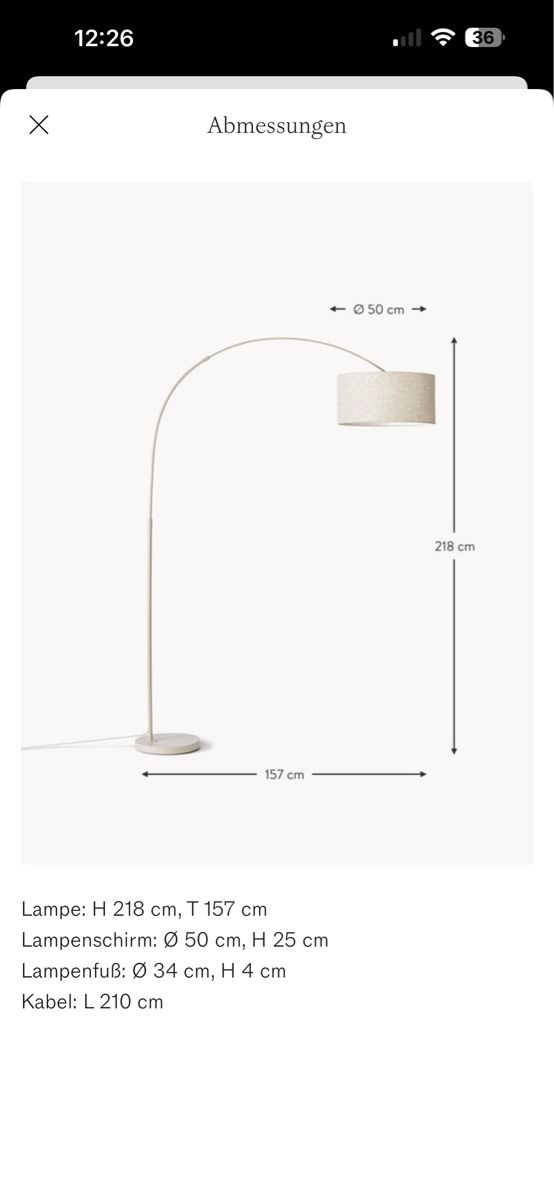 Westwing Lampade: Westwing Bogenlampe in beige – Usato da Kerns venduto da ram_8f8t 2