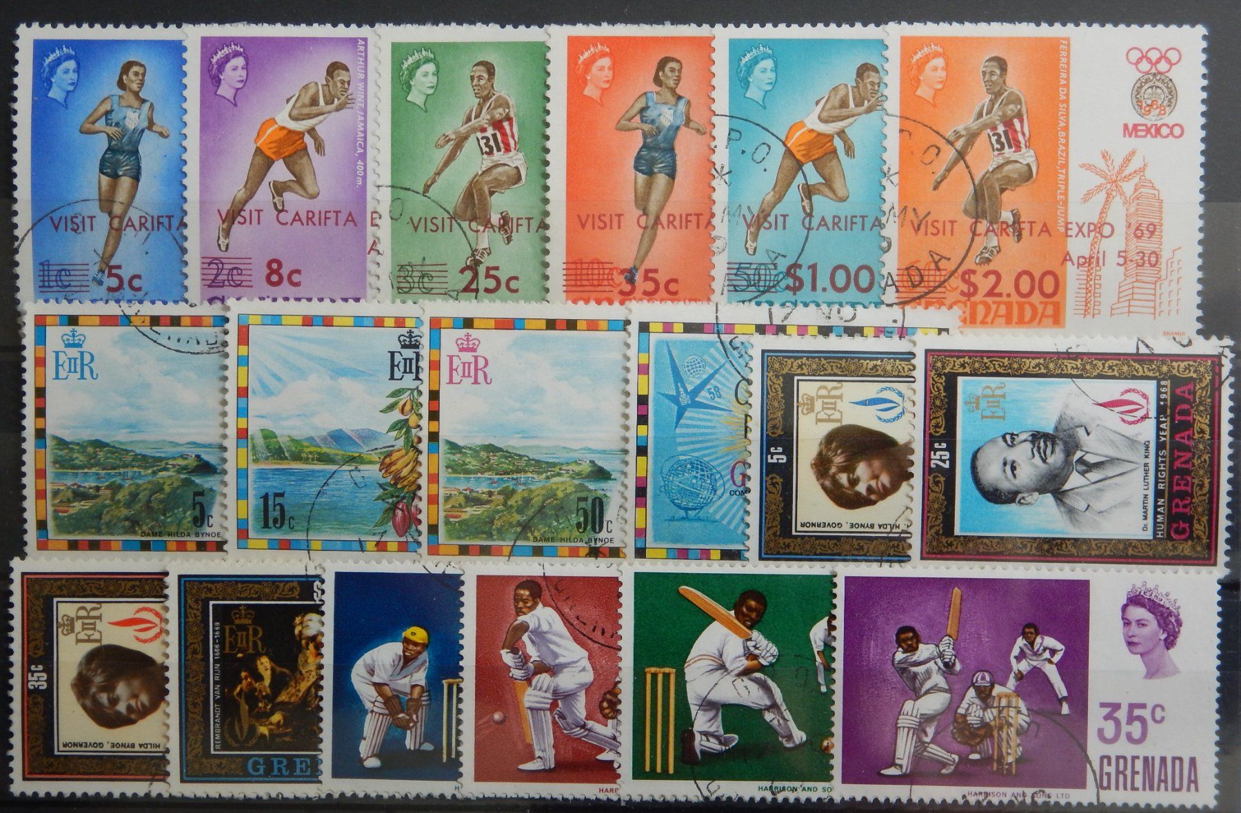 Alle Briefmarken: Grenada British Kat. 301-318 gest. 1969 – Gebraucht aus Zürich von Muehlekauf