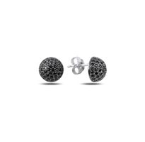 Ohrstecker rund Kugel 925 Silber Zirkonia schwarz 9mm