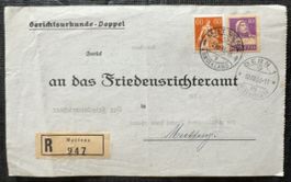 Berichtsurkunde-Doppel mit Briefmarken und Stempel