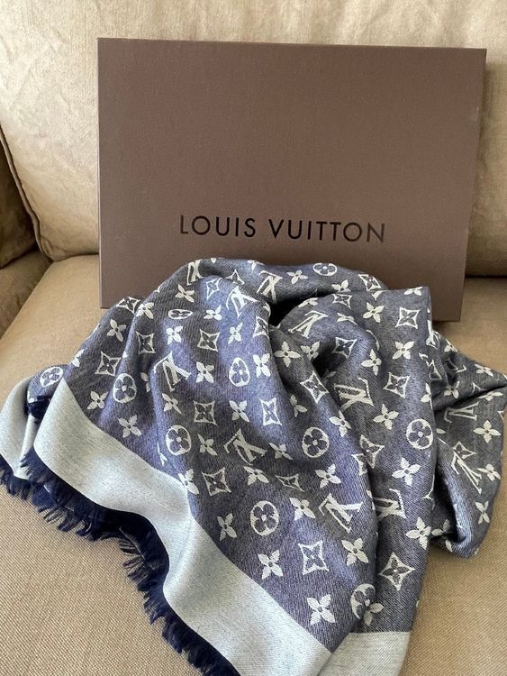 LOUIS VUITTON Damen Monogram Tuch aus Seide in Blau