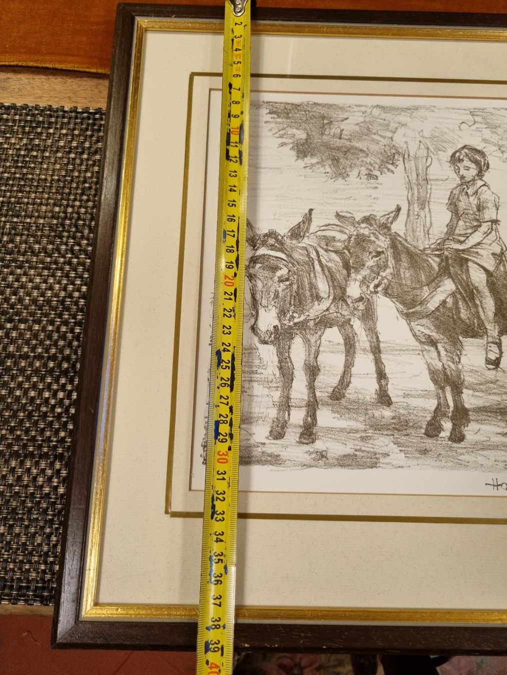 Grafica & Litografie: Signierte Grafik, Junge mit Esel, gerahmt – Usato da Scharnachtal venduto da devin03 4