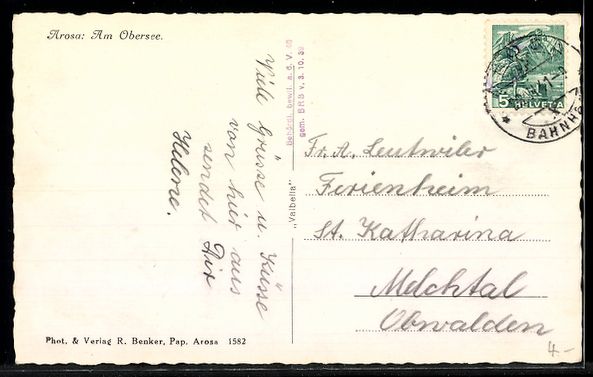 Cartoline postali: AK Arosa, Am Obersee – Usato da Berlin venduto da bartko-reher 1