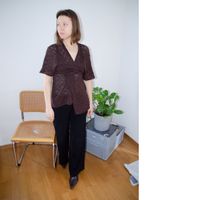 Braune Sommer Strickjacke, Grösse L, Wickeloptik