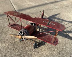 Flugzeug Doppeldecker Roter Baron aus Metall