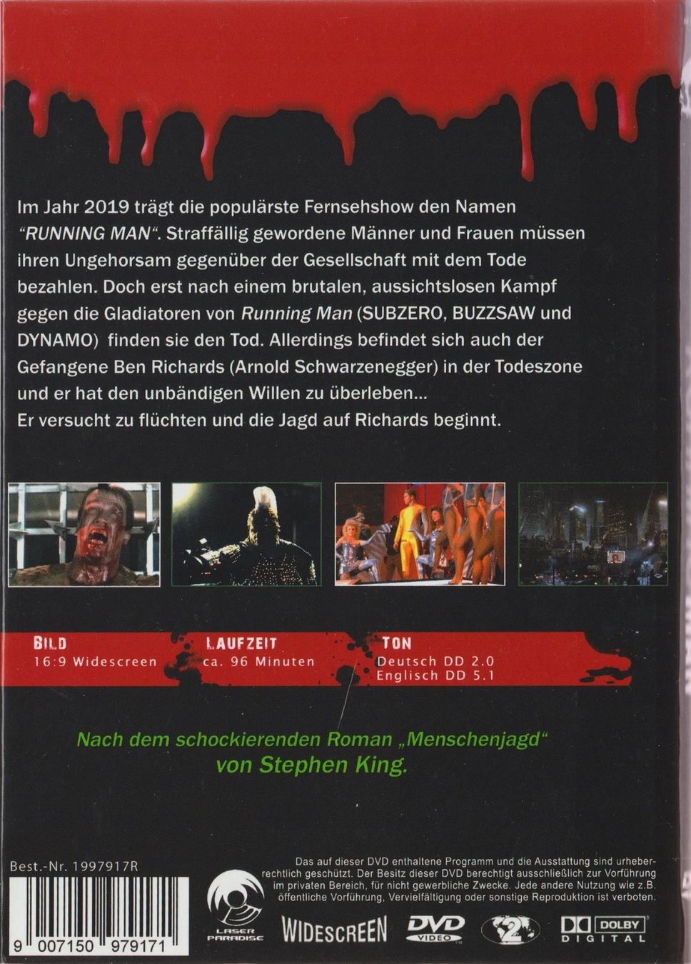 Tous les DVDs: Running Man / Hartbox / uncut/ Schwarzenegger / Stephen King – D'occasion à Füllinsdorf par VIDEO-ARCHIVES 2