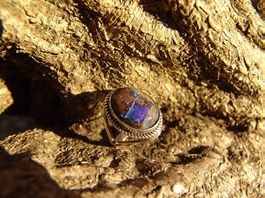 Silberring 925 mit Boulder Opal 7,5ct( Neu nicht getragen )