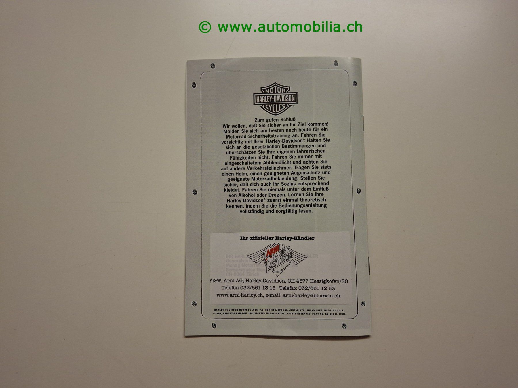 Documenti: Harley-Davidson Modellprogramm 1999 Prospekt deutsch – Usato da Weingarten-Kalth venduto da Bettelbruenneli 9