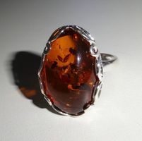ECHT! * Bernstein RING 925 Silber Oval  VP 125,-