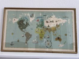 Carte du Monde Vintage – Herbert Leupin (1945)