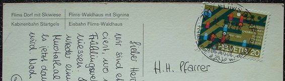 Ansichtskarten: FLIMS mit Skiwiese - Luftseilbahn Startgels - Eisbahn – Gebraucht aus Jona von philajona 1