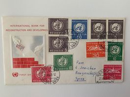 1955 UNO Signet und geflügelte Gestalt schöne Briefe.