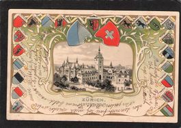 Prägekarte Zürich , gel. 1901