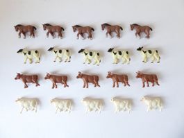 Schönes Tier Set 5 Pferd, 15 Kuh, H0, 1:87, Safari, neu