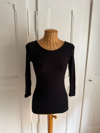 AMISU - Shirt schwarz gerippt XS