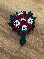 Pin Gothic Blumen Totenkopf  Halloween