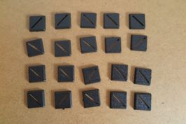 Für Warhammer: Base - 20 Bases, 20 x 20 mm Schlitz diagonal