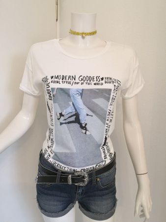 🤩MANGO T-SHIRT WEISS & FOTO-DRUCK NEU & D&G P.