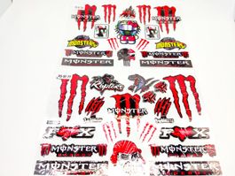Rote Monster Energy Dekor Aufkleber Sticker Verkleidung,Helm