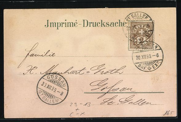 Cartes postales: Winter-Lithographie St. Gallen, Monument – D'occasion à Berlin par bartko-reher 1