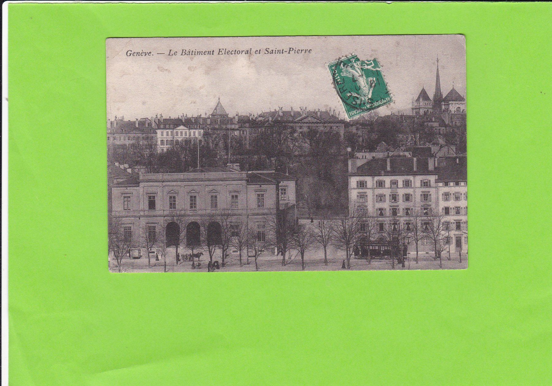 Cartoline postali: Genève-La Bâtiment Electroral et Saint-Pierre – Usato da St. Peterzell venduto da neckertal