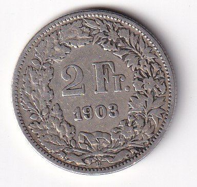 Alle Münzen: 2 Franken 1903 rar – Gebraucht aus Neuchâtel von karlpierrino