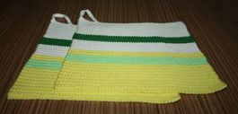 2 Topflappen Baumwolle 25 x 23 bunt  NEU