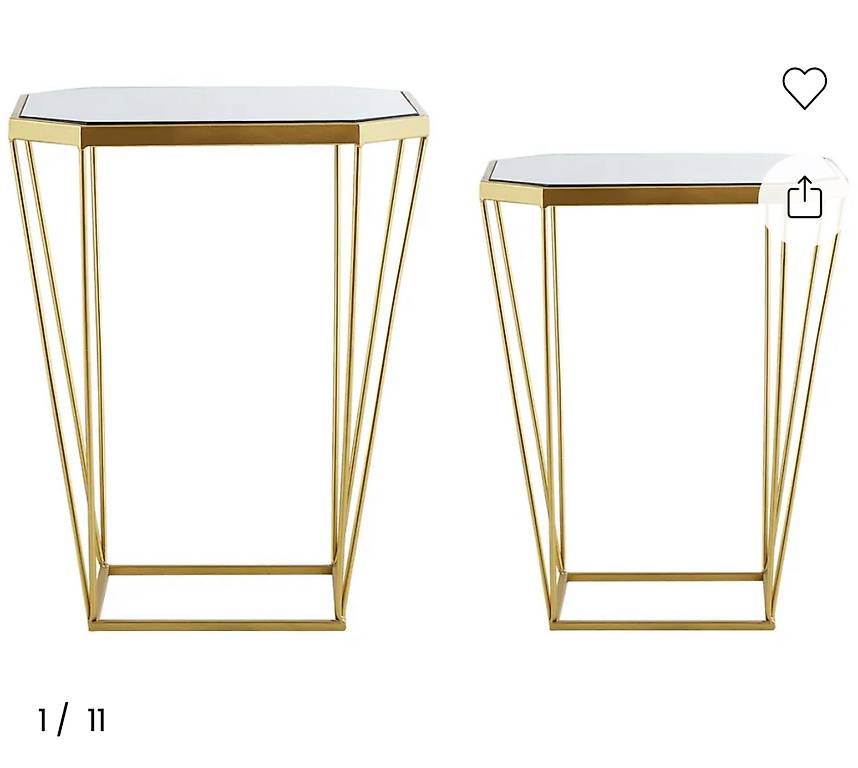 Set di tavolo e panche: 2er Set Beistelltisch/Couchtisch Glas Gold – Usato da Lenzburg venduto da luna_47