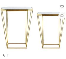 2er Set Beistelltisch/Couchtisch Glas Gold