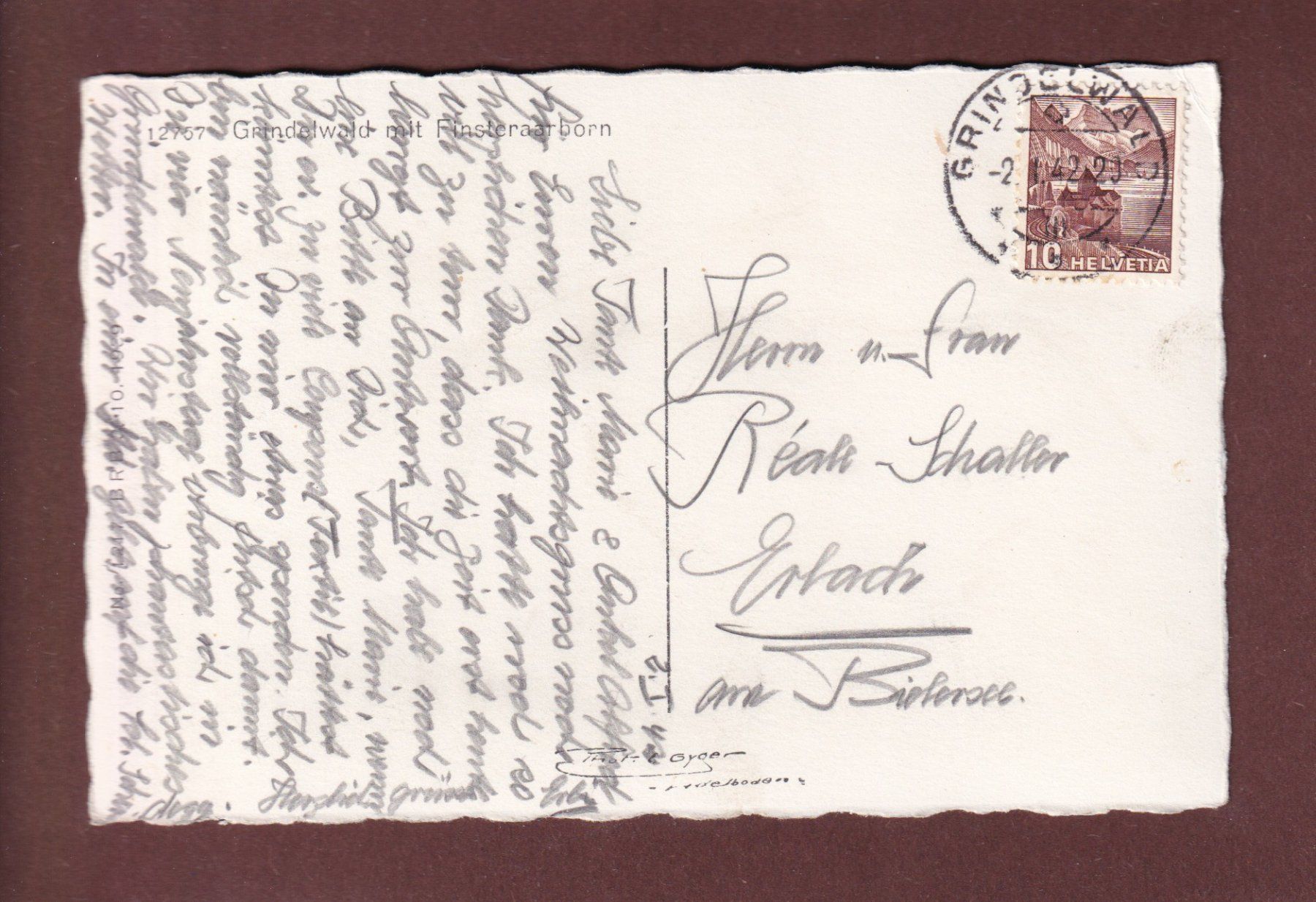 Cartoline postali: GRINDELWALD - Finsteraarhorn - 1942 – Usato da Pully venduto da nicecards-shop 1