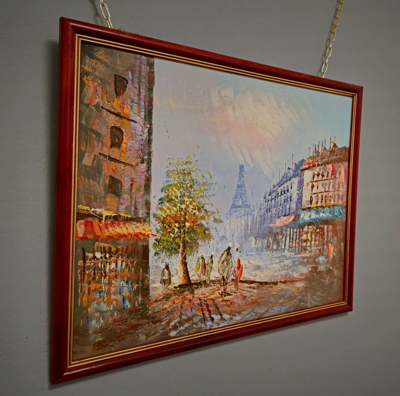 Gemälde: Vintage Paris-Ölbild, Eiffelturm im Impressionismus, gerahmt – Gebraucht aus Bern von Djenestra 3