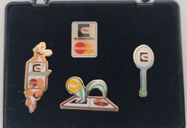 Lot de 4 pins Eurocard Mastercard Tennis, vintage Collection