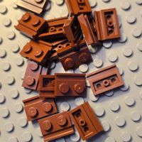 Lego 18x Platten mit Führungsschiene (32028) rotbraun