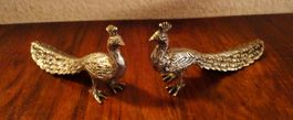 Dekorative Pfauenfiguren aus Zinn, 2 Stück, Vintage!