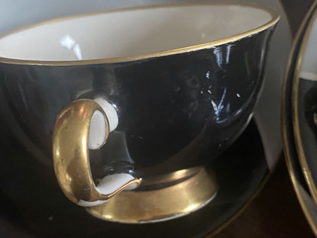 Set di piatti: Bavaria Mocca Kaffeeservice , Schwarz-Mint-Gold – Usato da Baden venduto da swiss-alps 6