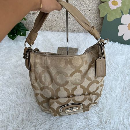 Coach Handtasche Monogramm Beige mittel gross