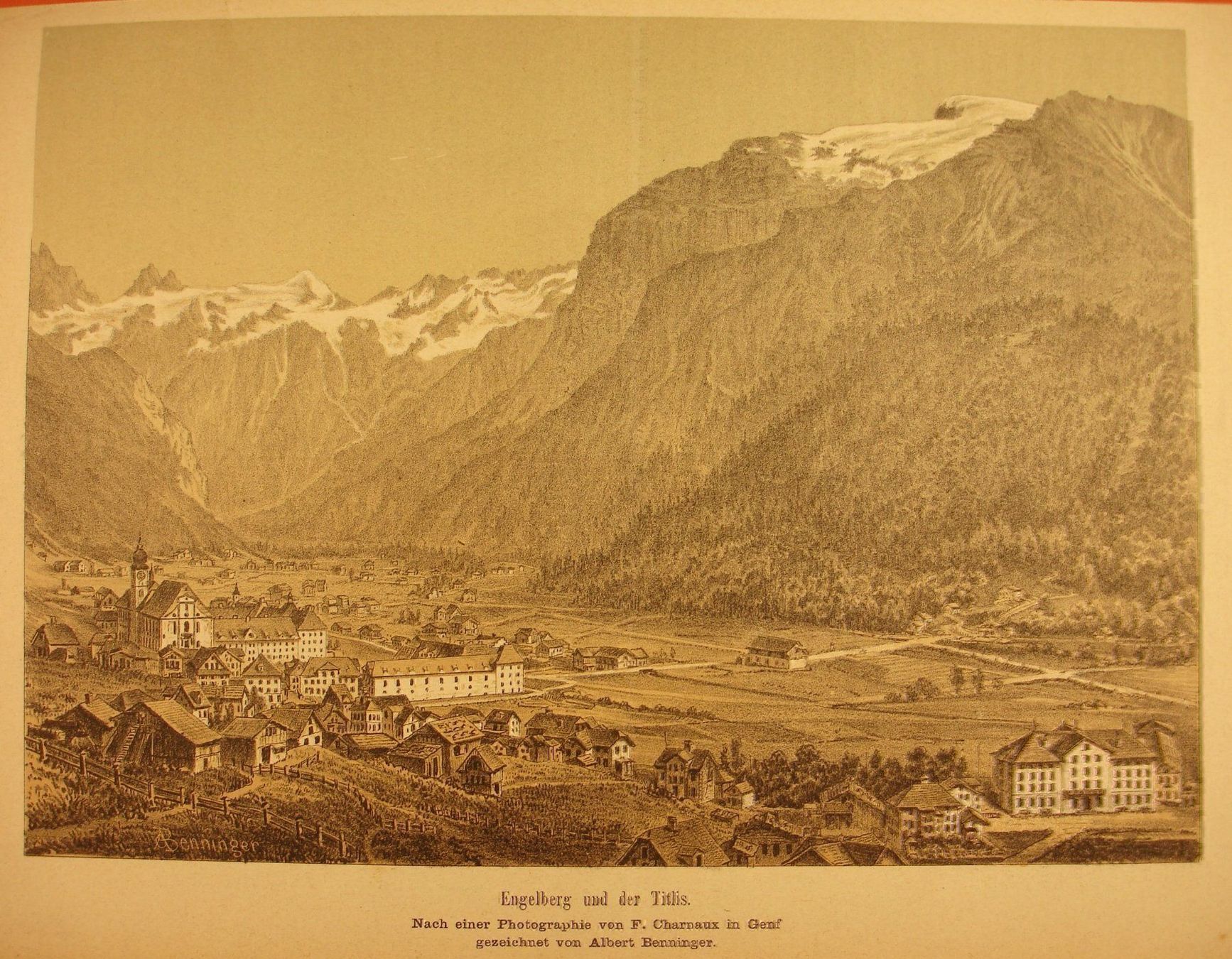 Grafica & Litografie: ENGELBERG, LITHOGRAPHIE 1881 – Usato da Grüningen venduto da Kartensammler