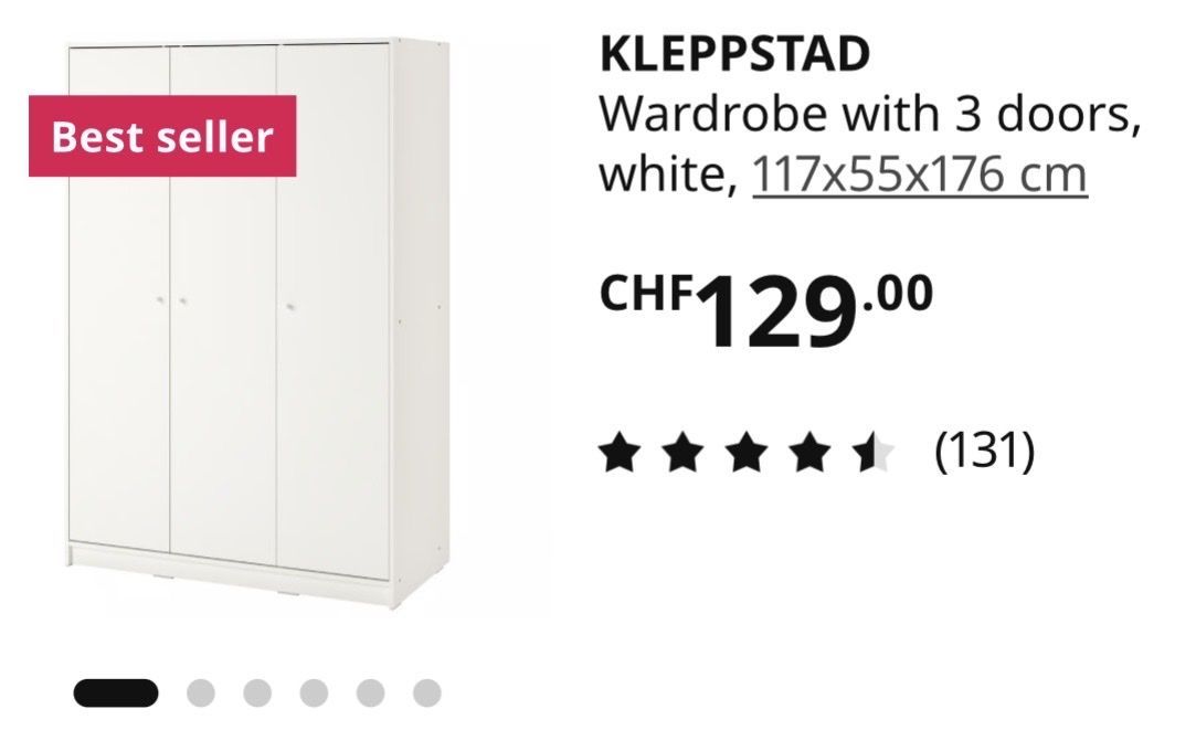 Ikea Porte manteau: IKEA KLEPPSTAD WARDROBE – D'occasion à Zug par anj_6wf5 2