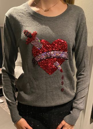 Markus Lupfer Sequin Heart Sweater Size S